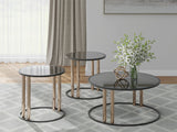 Black and Gold Coffee Table with Two End Tables — product view