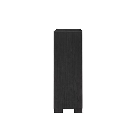 Bellante Black Modern Contemporary Solid Wood And Veneers Bookcase Storage LED Bedroom Set - Ella Furniture