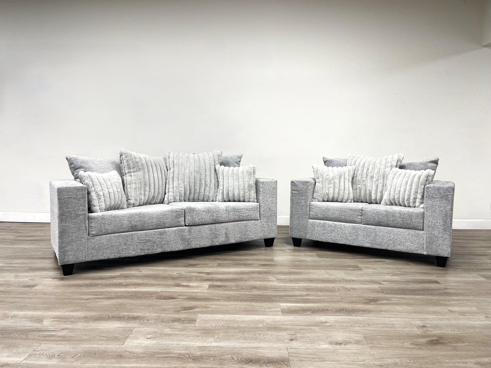 410-2Pc-gray Sofa And Loveseat Set - Ella Furniture