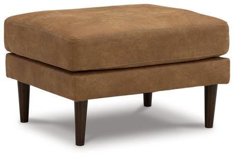 Telora Caramel Microfiber Ottoman - Ella Furniture
