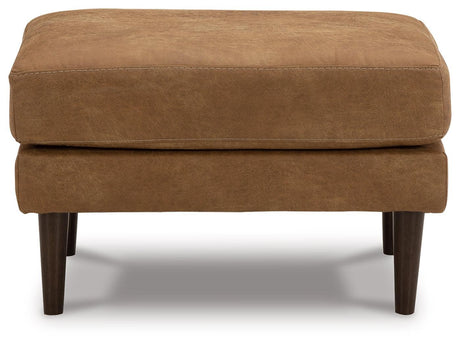 Telora Caramel Microfiber Ottoman - Ella Furniture