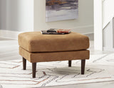 Telora Caramel Microfiber Ottoman - Ella Furniture