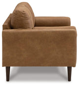 Telora Caramel Microfiber Loveseat - Ella Furniture