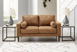 Telora Caramel Microfiber Loveseat - Ella Furniture