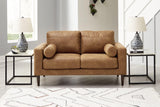 Telora Caramel Microfiber Loveseat - Ella Furniture