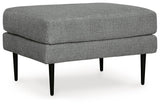 Hazela Charcoal Chenille Ottoman - Ella Furniture