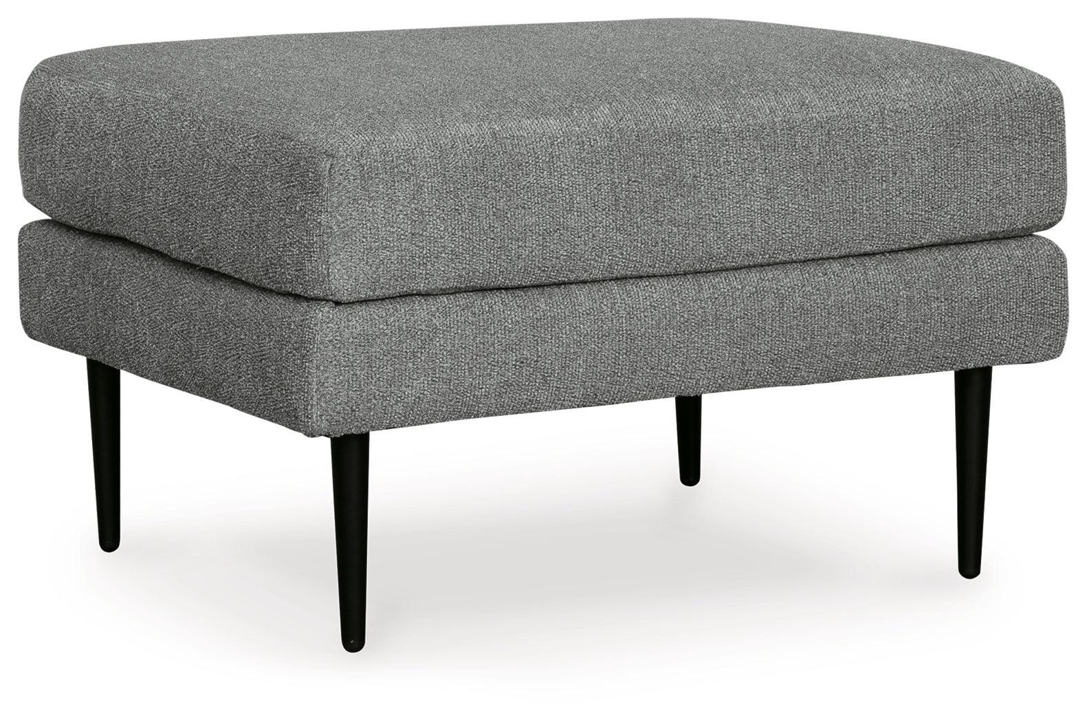 Hazela Charcoal Chenille Ottoman - Ella Furniture