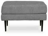 Hazela Charcoal Chenille Ottoman - Ella Furniture
