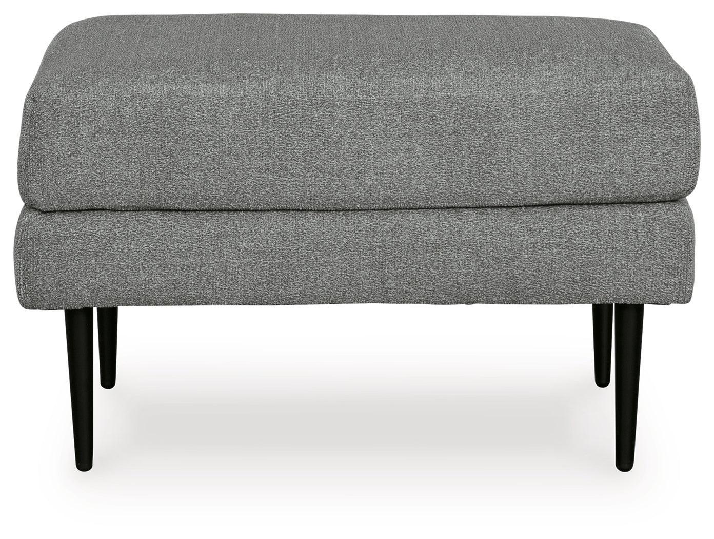 Hazela Charcoal Chenille Ottoman - Ella Furniture