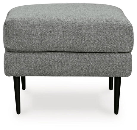 Hazela Charcoal Chenille Ottoman - Ella Furniture
