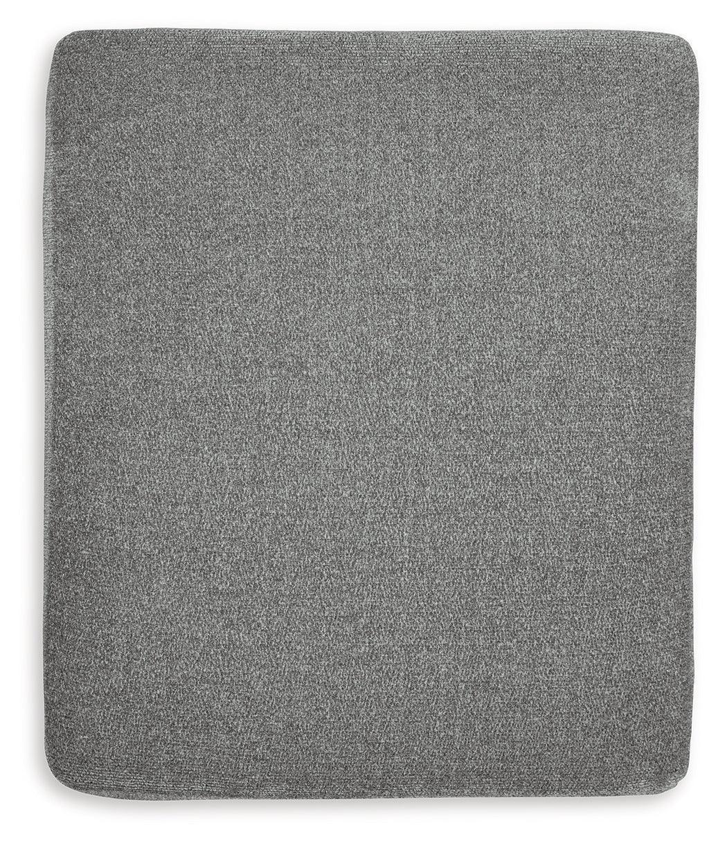 Hazela Charcoal Chenille Ottoman - Ella Furniture