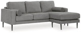 Hazela Charcoal Chenille Sofa Chaise - Ella Furniture
