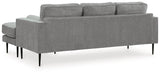 Hazela Charcoal Chenille Sofa Chaise - Ella Furniture