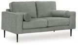 Hazela Charcoal Chenille Loveseat - Ella Furniture