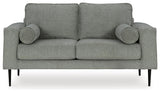Hazela Charcoal Chenille Loveseat - Ella Furniture