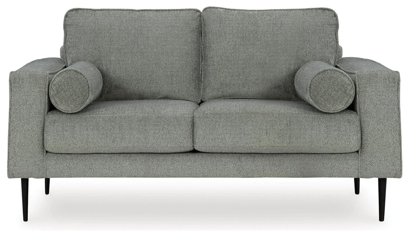Hazela Charcoal Chenille Loveseat - Ella Furniture