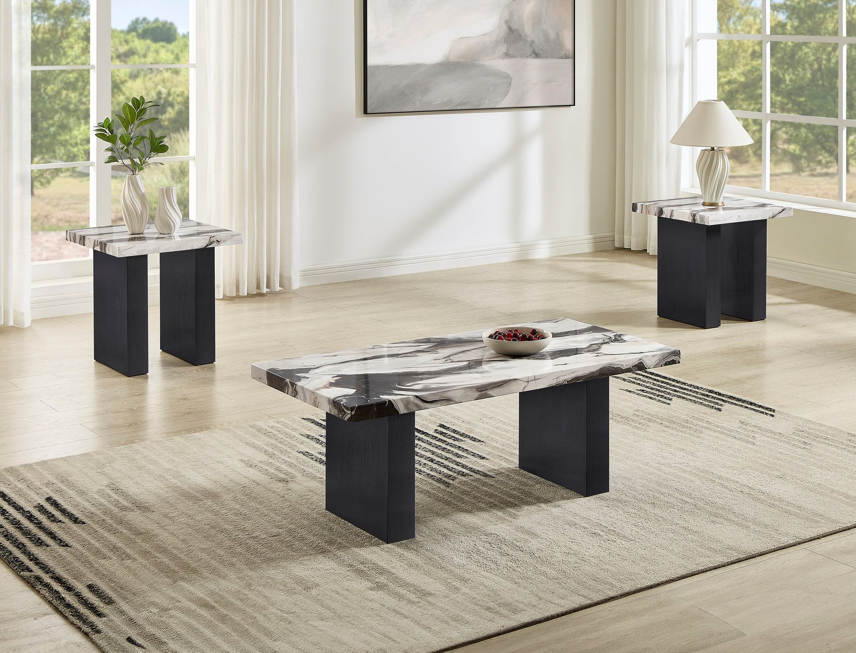 Vega 3-Piece Faux Marble Coffee Table Set from Ella Furniture