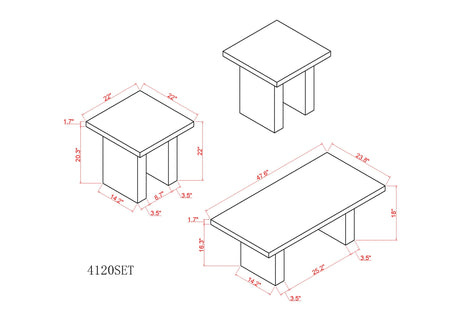 Vega 3-Piece Faux Marble Coffee Table Set view 6