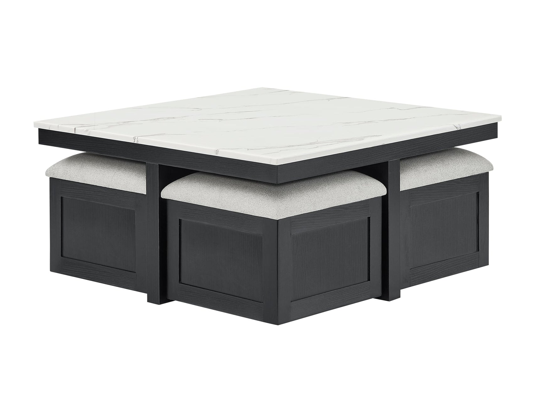 Marta Coffee Table with 4 Storage Ottomans view 2