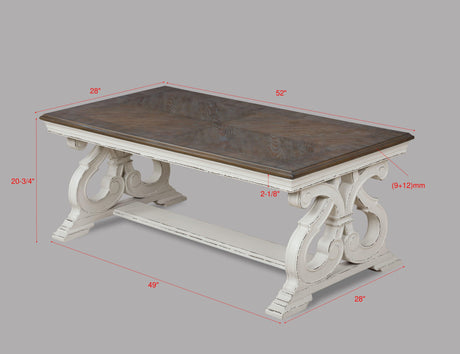 Clementine White-Brown 3-Piece Coffee Table Set (1Xcoffee 2Xend) - Ella Furniture