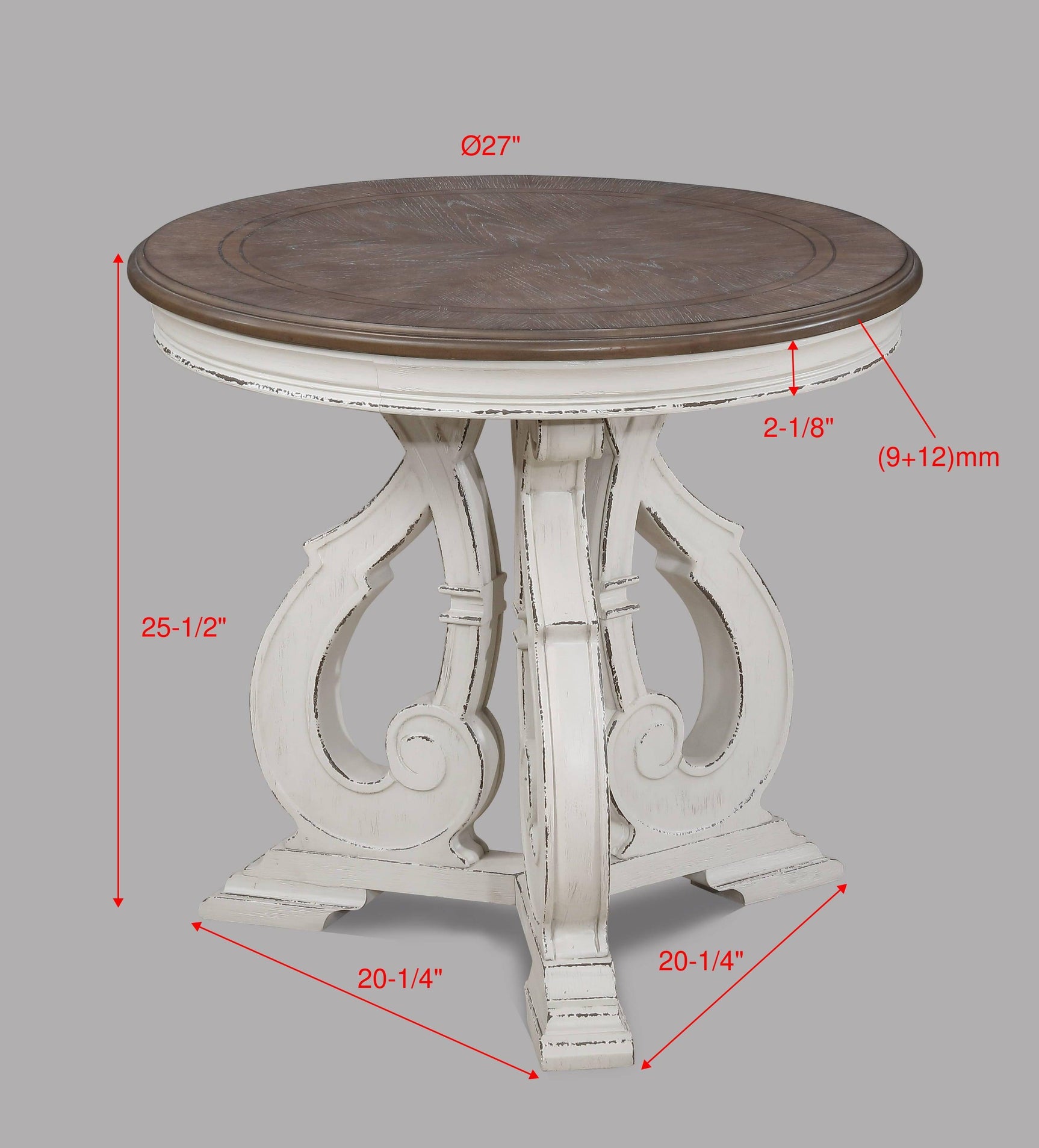 Clementine White-Brown 3-Piece Coffee Table Set (1Xcoffee 2Xend) - Ella Furniture