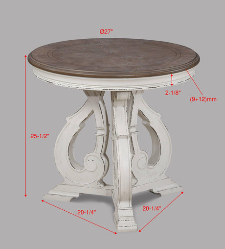 Clementine White-Brown 3-Piece Coffee Table Set (1Xcoffee 2Xend) - Ella Furniture