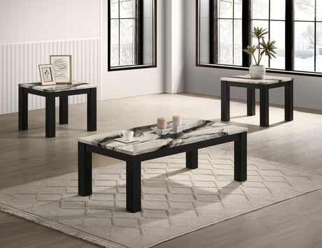 Ivy 3-Piece Faux Marble Brown Coffee Table Set from Ella Furniture
