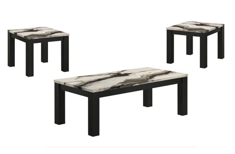 Ivy 3-Piece Faux Marble Brown Coffee Table Set view 2