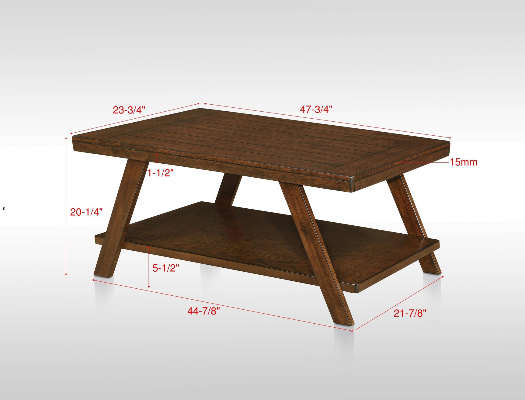 Samhorn Brown Finish Modern 3-Piece Coffee Table Set, Angled Legs - Ella Furniture