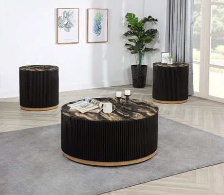 Kara 3-Piece Coffee Table Set in Gold and Black from Ella Furniture