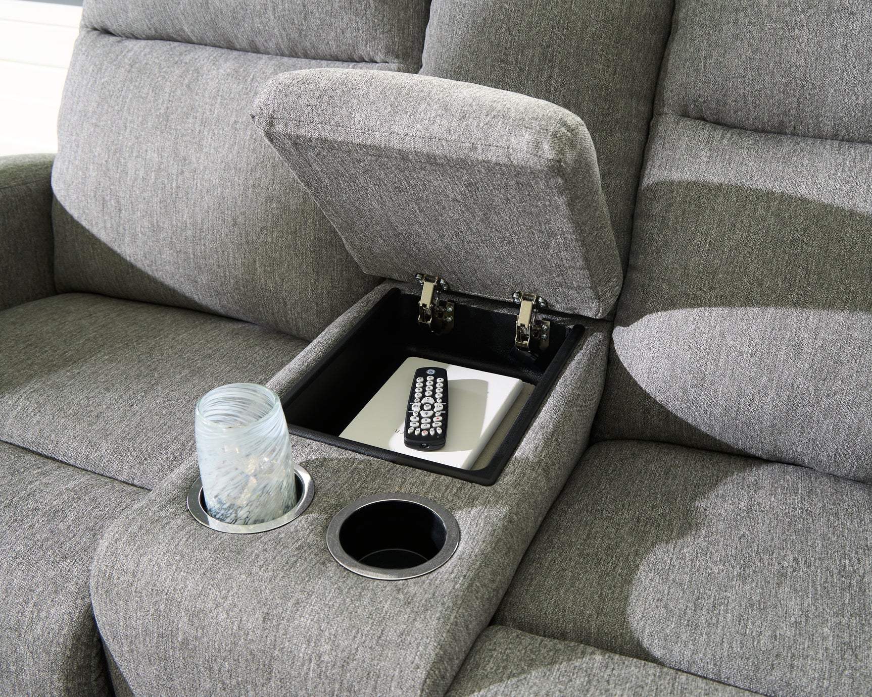 Gauntlet Sterling Chenille Reclining Loveseat with Console