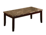 Ferrara Dark Brown Finish 3-Piece Coffee Occasional Table Set for Living Room, Block Legs And Convincing Faux Stone, Wood with Laminate Top - Ella Furniture