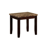Ferrara Dark Brown Finish 3-Piece Coffee Occasional Table Set for Living Room, Block Legs And Convincing Faux Stone, Wood with Laminate Top - Ella Furniture