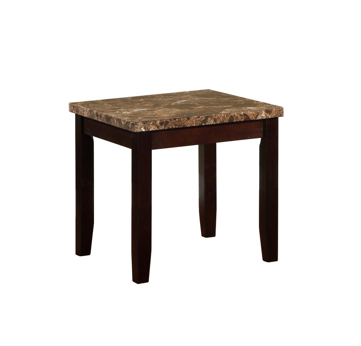 Ferrara Dark Brown Finish 3-Piece Coffee Occasional Table Set for Living Room, Block Legs And Convincing Faux Stone, Wood with Laminate Top - Ella Furniture