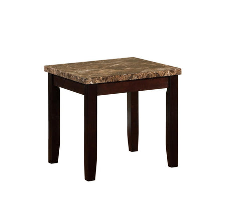 Ferrara Dark Brown Finish 3-Piece Coffee Occasional Table Set for Living Room, Block Legs And Convincing Faux Stone, Wood with Laminate Top - Ella Furniture