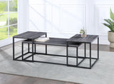 Adola Gray Modern Contemporary Solid Wood And Veneers, Metal 3-Pk Nesting Coffee Table - Ella Furniture