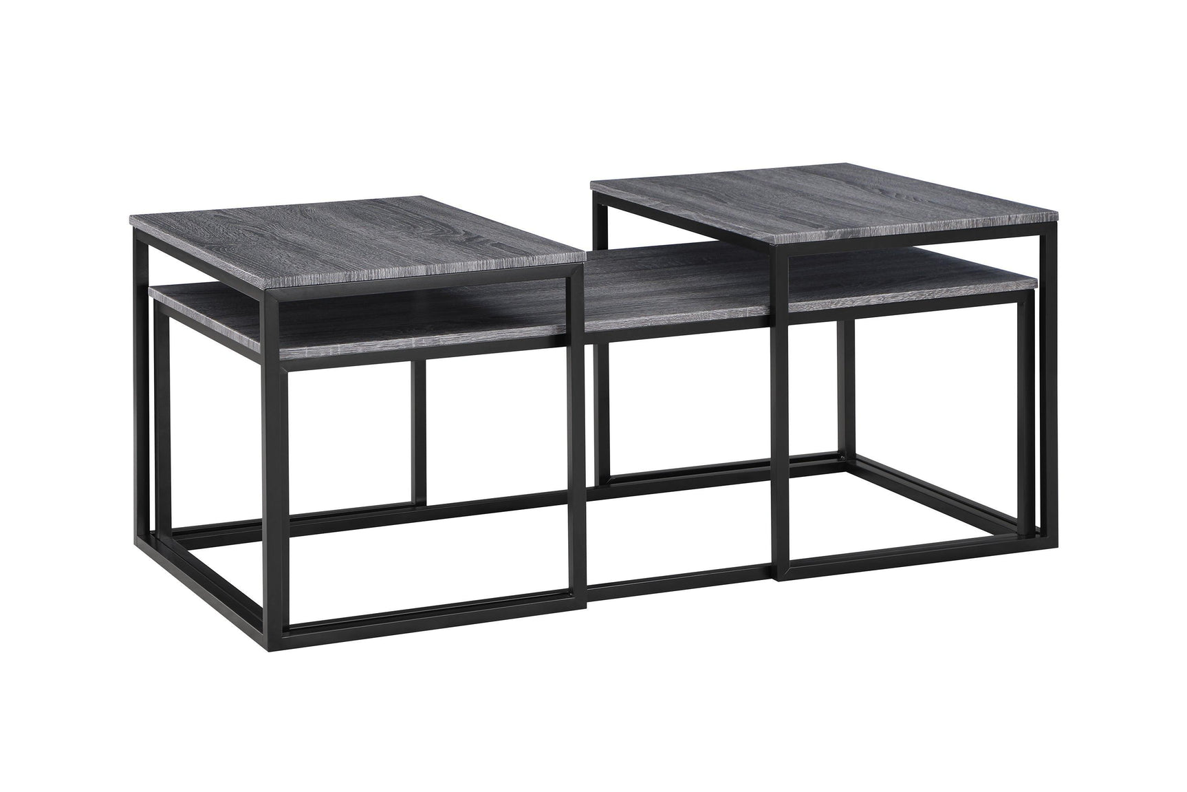 Adola Gray Modern Contemporary Solid Wood And Veneers, Metal 3-Pk Nesting Coffee Table - Ella Furniture
