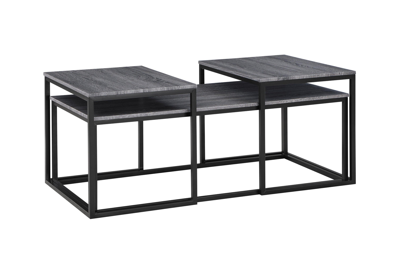 Adola Gray Modern Contemporary Solid Wood And Veneers, Metal 3-Pk Nesting Coffee Table - Ella Furniture