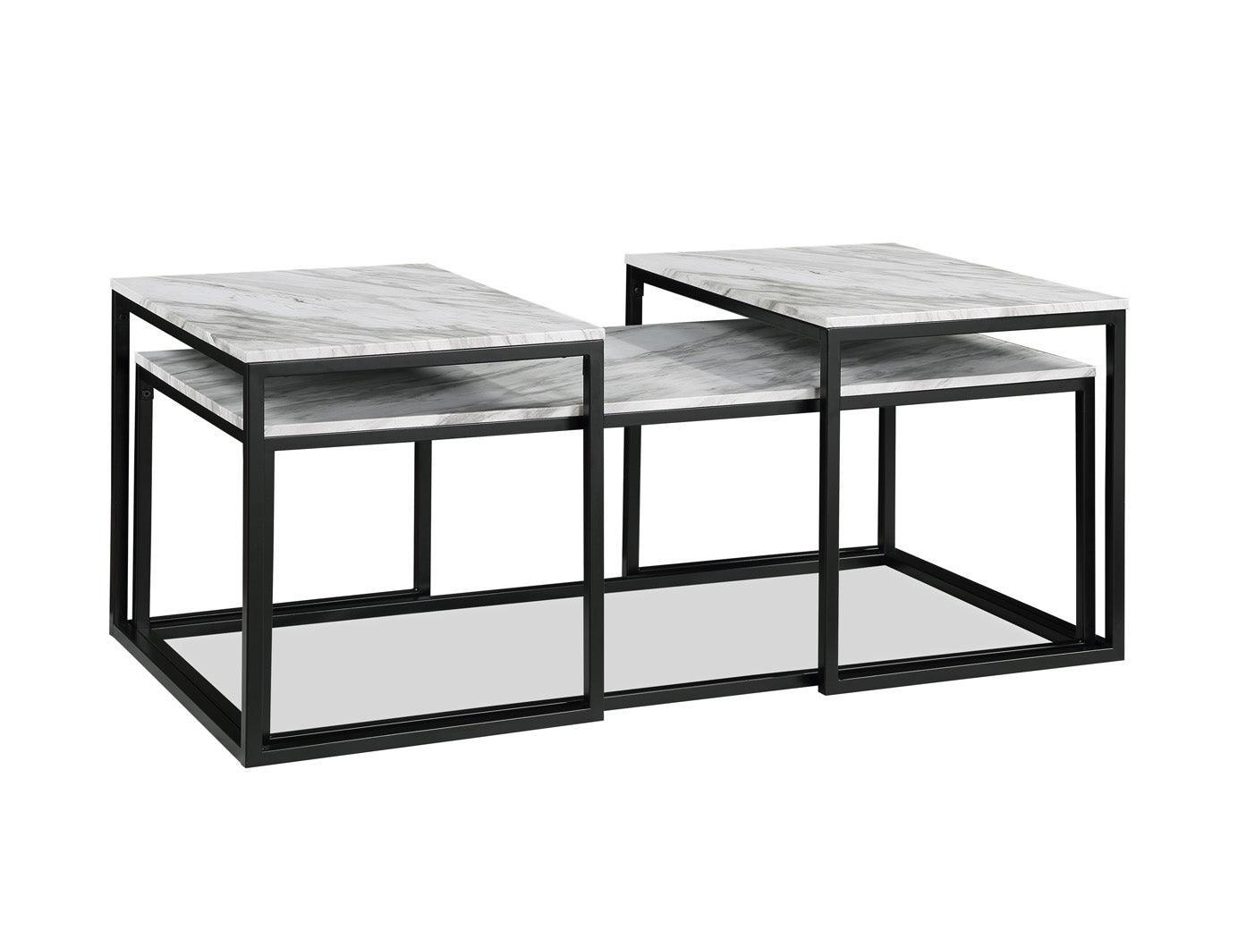Adola Marble White Modern 3-Piece Coffee Nesting Table Set - Ella Furniture