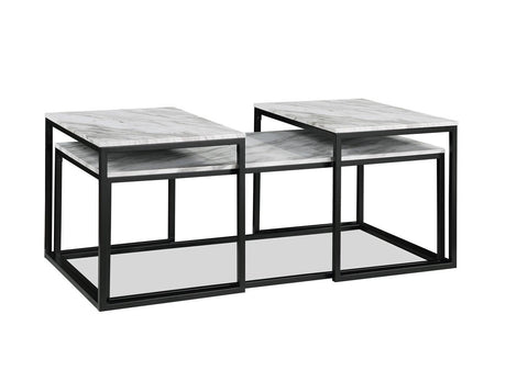 Adola Marble White Modern 3-Piece Coffee Nesting Table Set - Ella Furniture