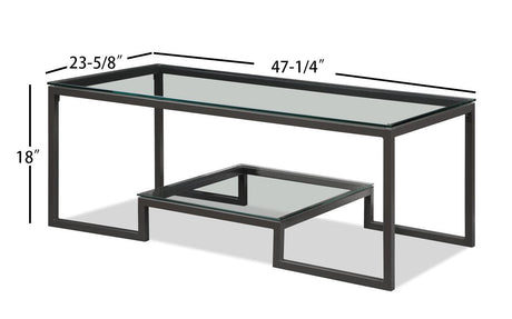 Carter Gray Clear Glass 3-Piece Coffee Table Set - Ella Furniture