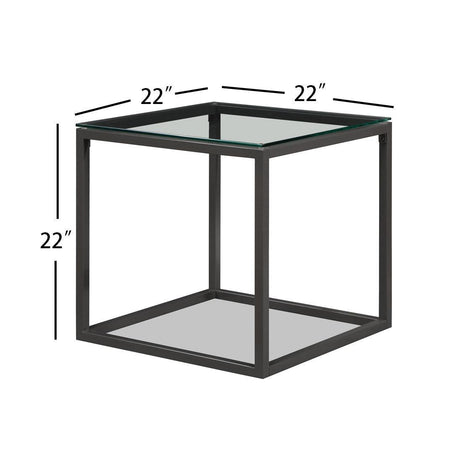 Carter Gray Clear Glass 3-Piece Coffee Table Set - Ella Furniture