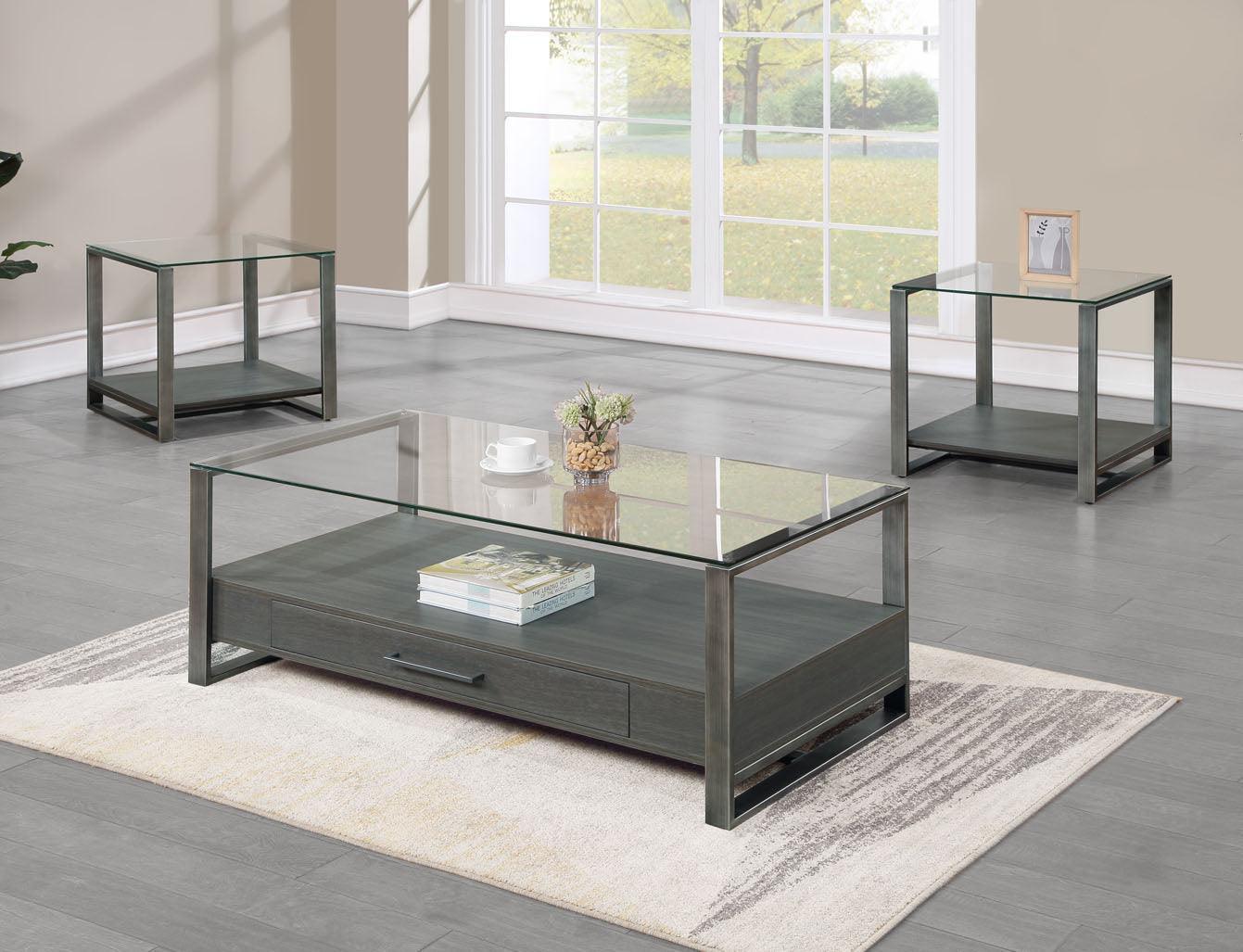 Mardo Modern Bamby Gray 3-Piece Coffee Table Set, Wood - Ella Furniture
