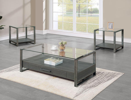 Mardo Modern Bamby Gray 3-Piece Coffee Table Set, Wood - Ella Furniture