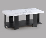 Boris Black White Faux Marble Coffee Table Set