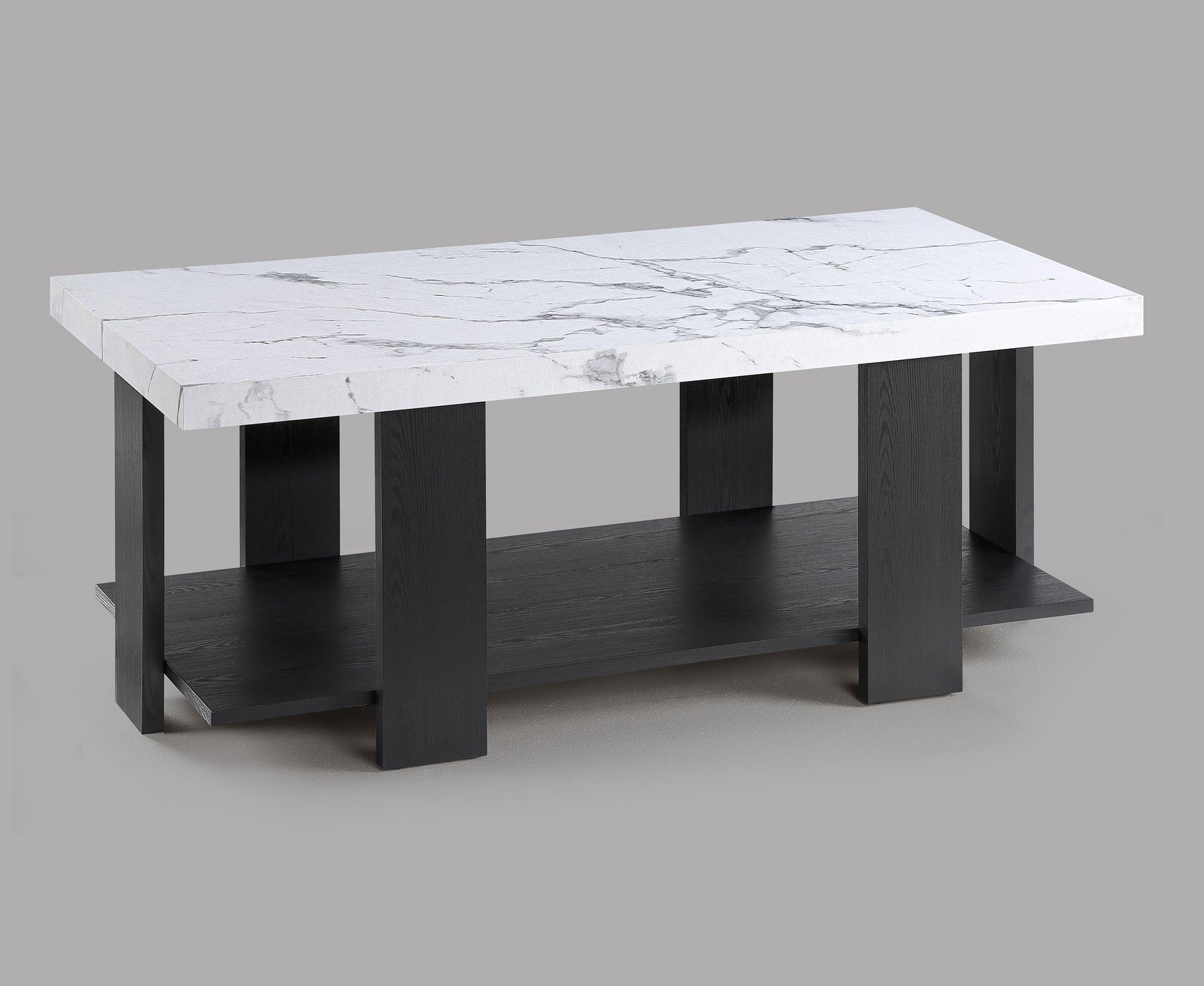 Boris Black White Faux Marble Coffee Table Set