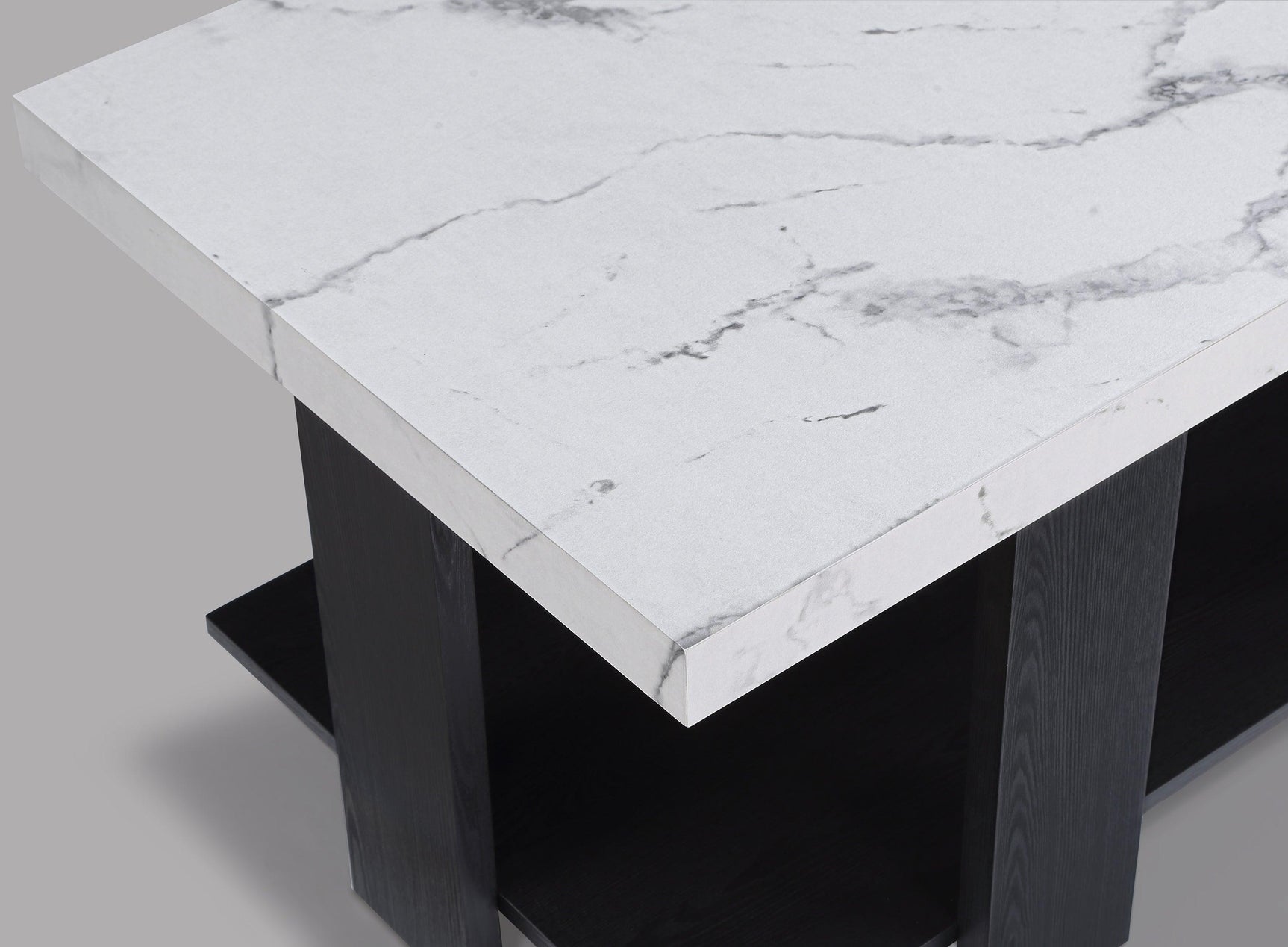 Boris Black White Faux Marble Coffee Table Set