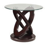 Cyclone Atomic Espresso And Glass End Oval Coffee Table - Ella Furniture