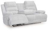Rhines Falls Alloy Velvet Power Reclining Sofa with Drop Down Table