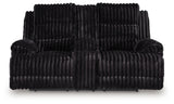 Rhine Falls Onyx Velvet Reclining Loveseat with Console